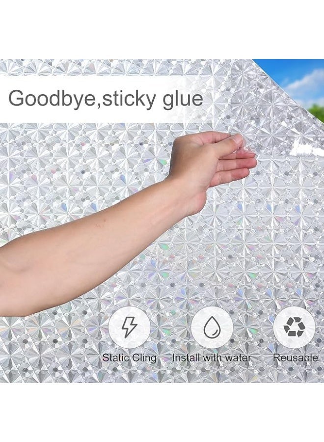 غشاء نافذة منقوش للخصوصية، غشاء زجاجي مزخرف للحماية من اشعة الشمس، غشاء الكتروستاتيكي سهل الاستخدام بالماء 2 متر × 45 سم، نافذة قابلة للازالة للمكتب والحمام والمطبخ وغرفة النوم (شكل 7) - Image 2